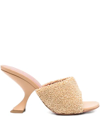 Amina Muaddi 95mm Taylor Raffia Sculpted-heel Sandals