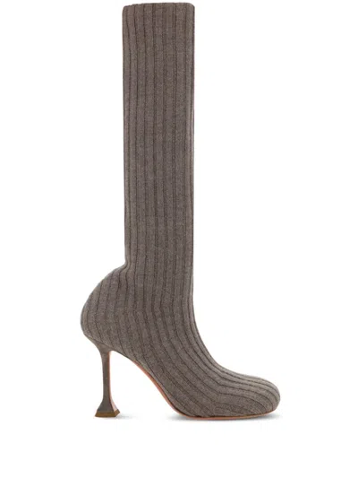 Amina Muaddi 95mm Veneda Boots In Neutrals