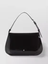 Amina Muaddi Leather Handbag With Curved Base And Reptile Motif Embossing In Black