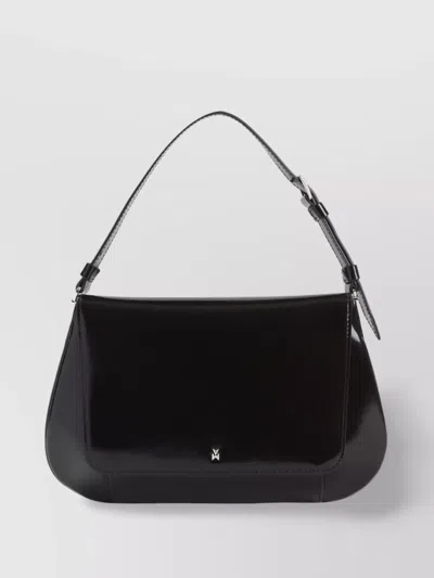 AMINA MUADDI ADJUSTABLE FLAP SHOULDER BAG WITH GLOSSY FINISH