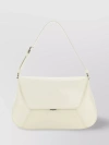 Amina Muaddi Women Black Leather Ami Shoulder Bag In Beige