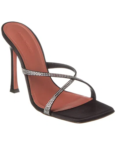 Amina Muaddi Adriana Crystal 105 Satin Sandal In Black