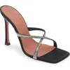 Amina Muaddi Adriana Crystal 105 Satin Sandal In Satin Black/white Crystals