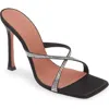 Amina Muaddi Adriana Crystal 105 Satin Sandal In Satin Black/white Crystals