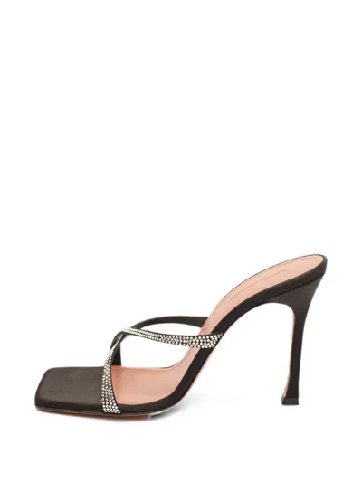 Pre-owned Amina Muaddi Adriana Crystal-embellished Sandals In Black