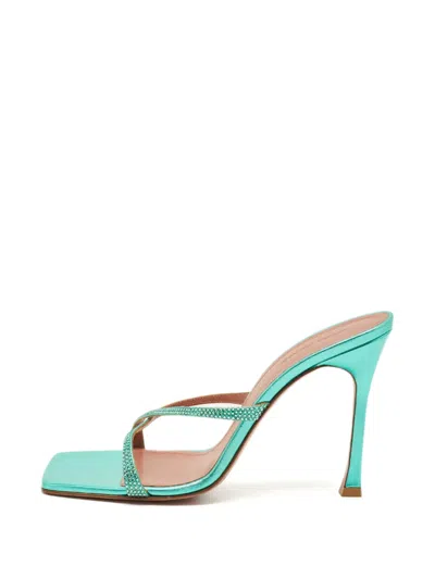 Pre-owned Amina Muaddi Adriana Crystal-embellished Sandals In Blue