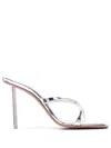 Amina Muaddi Silver Adriana Slipper Heeled Sandals
