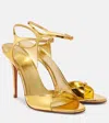 Amina Muaddi Buckle-embellished Metallic Leather Sandals In Gold