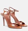 Amina Muaddi Patent Leather Heeled Sandal 105