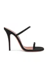 Amina Muaddi Adut Thong Slipper 105 In Black Satin In Black