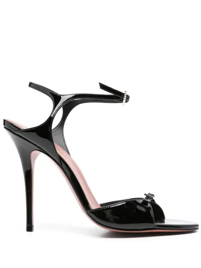 Amina Muaddi Adut Patent Leather Sandals In Black
