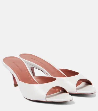 Amina Muaddi Alexa 60 Leather Mules In White