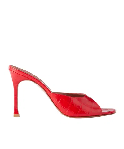 Amina Muaddi Alexa 95 Croc-effect Leather Mules In Multi