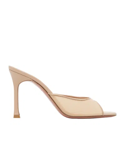 Amina Muaddi Alexa 95 Mesh High-heeled Sandals In White