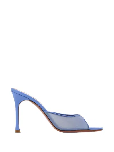 Amina Muaddi Alexa 95 Mesh Mules In Blue