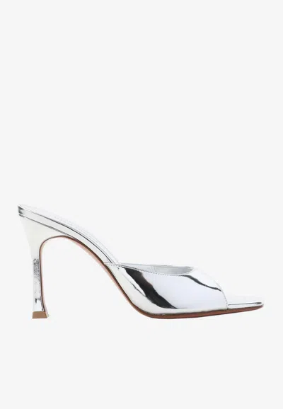 AMINA MUADDI ALEXA 95 METALLIC LEATHER MULES