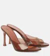 Amina Muaddi Bianca Glass Slipper 95 High Heel Sandals In Brown