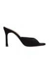 Amina Muaddi Black Leather Stiletto Heel Sandals In Black