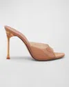 Amina Muaddi Tan Alexa Glass Slipper 105 Heeled Sandals In Nude