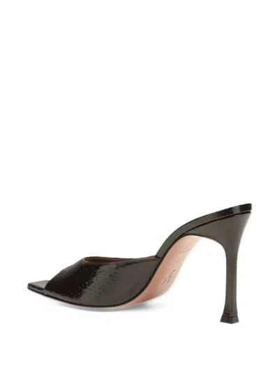 Amina Muaddi Alexa Crocodile-effect Leather Sandals In Black
