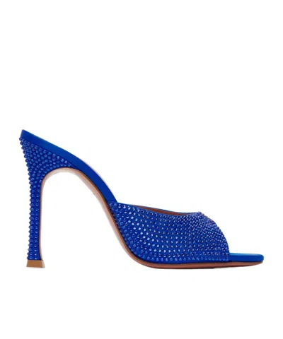 Amina Muaddi Blue Alexa Crystal Slipper 105 Heeled Sandals In Electric Blue