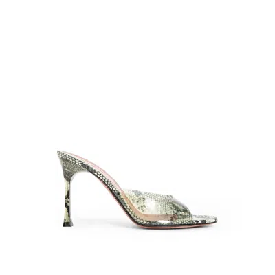 Amina Muaddi Alexa Glass 95 Snake Sandals Women In Green