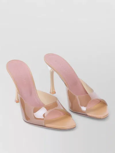 Amina Muaddi Alexa Glass Sandal Transparent Strap 95 In Brown