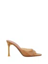 Amina Muaddi Tan Alexa Glass Slipper 105 Heeled Sandals In Pvc Latte