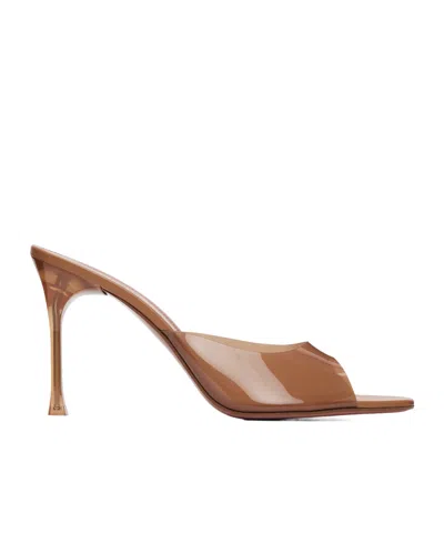 Amina Muaddi Alexa Glass Slipper 95 High-heeled Sandals In Brown