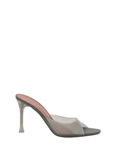 Amina Muaddi Alexa Glass Slipper Sandals In Pvc Milky Grey