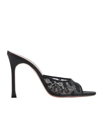 Amina Muaddi Thece Slip-on Pumps With 10.5cm Heel Height In Black