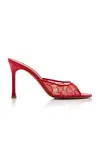 Amina Muaddi Alexa Lace Mules In Red