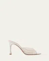 Amina Muaddi White Alexa Mesh Slipper 95 Heeled Sandals In Ivory