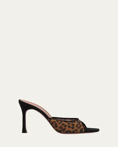 Amina Muaddi Alexa Leopard Mesh Mule Pumps In Animal Print