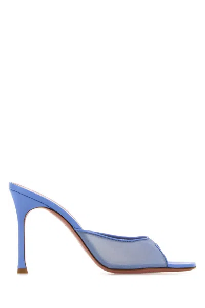 Amina Muaddi Alexa Mule Heel In Blue