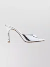 Amina Muaddi Silver Leather Alexa 95 Slippers In Silver