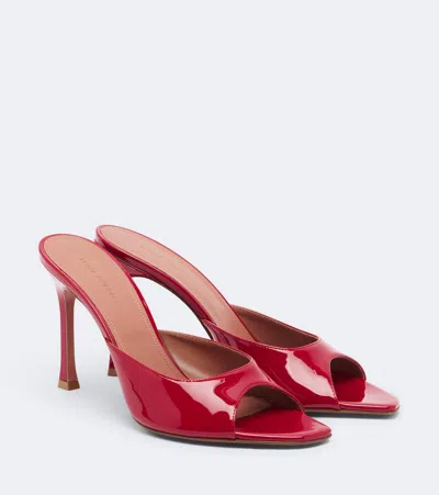 Amina Muaddi Alexa Patent Leather Mules In Red
