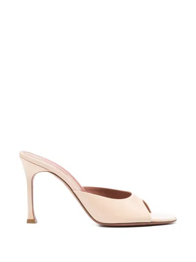Amina Muaddi Alexa Patent-leather Sandals In Neutral