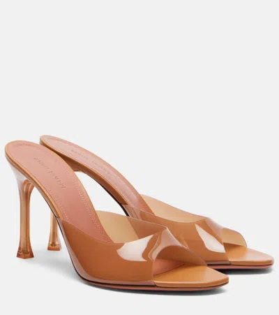 Amina Muaddi Beige Alexa Glass Slipper 105 Heeled Sandals In Nude