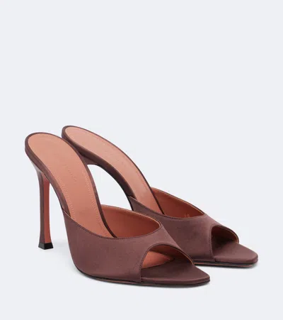 Amina Muaddi Alexa Satin Mules In Brown
