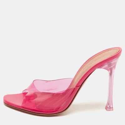 Pre-owned Amina Muaddi Alexa Size 35.5 Purple Pvc Slide Sandals