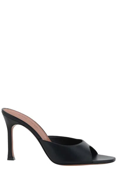 Amina Muaddi Round-headed High-heeled Sandals In Black