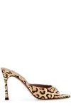 Amina Muaddi Alexa 95 Leopard-print Satin Mules In Nude