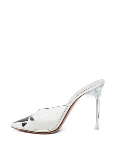 Pre-owned Amina Muaddi Alexa Transparent Sandals In White