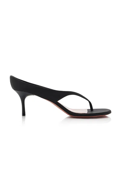 Amina Muaddi Alexander Thong Satin Slippers In Black