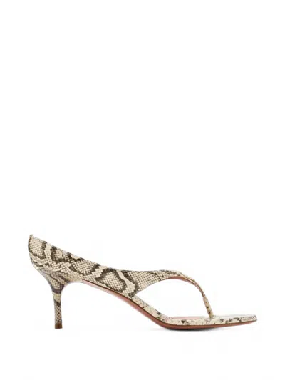 Amina Muaddi Alexandra Snake-print Thong Sandals In Animal Print