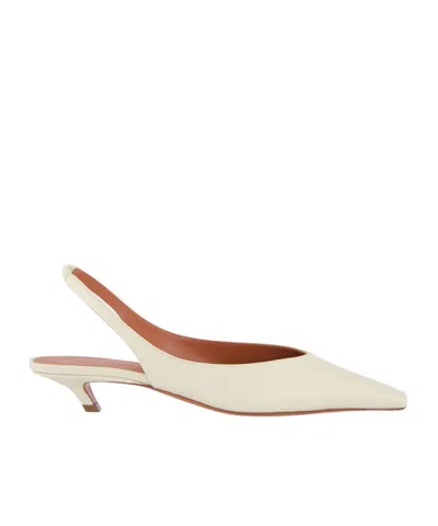 Amina Muaddi Almond Jamie Slingback Mid-heel Pumps In Neutral