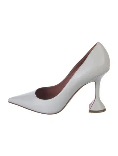 Pre-owned Amina Muaddi Ami 95 Leather Pumps In White