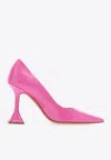 Amina Muaddi 95mm Ami Patent Leather Pumps In Pink