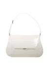Amina Muaddi Women Black Leather Ami Shoulder Bag In White